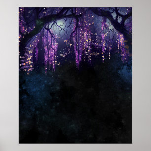 Bäume mit Lila Blätter Wisteria Zaubers Digital Poster