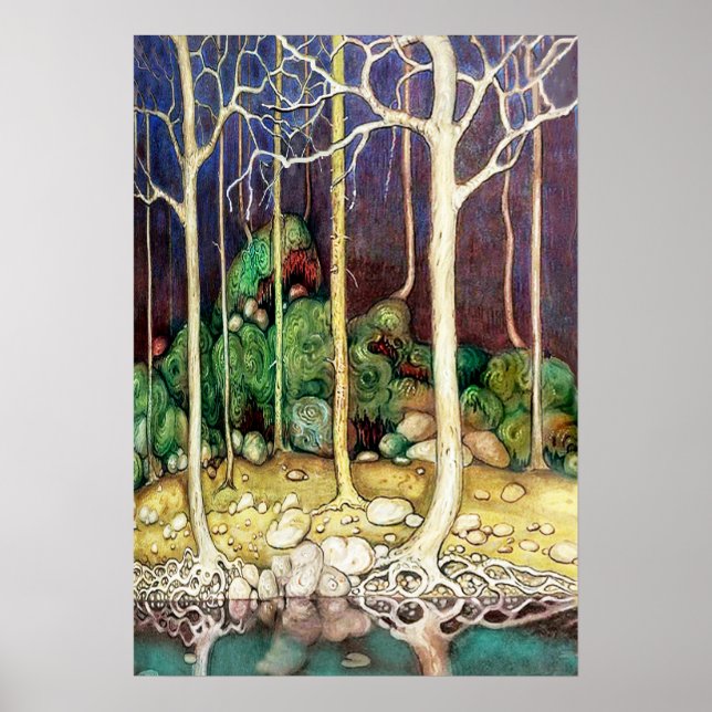 Bäume mit Wurzeln im See Poster (Vorne)