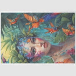 Bäume Nymph und Schmetterlingsvögel Seidenpapier