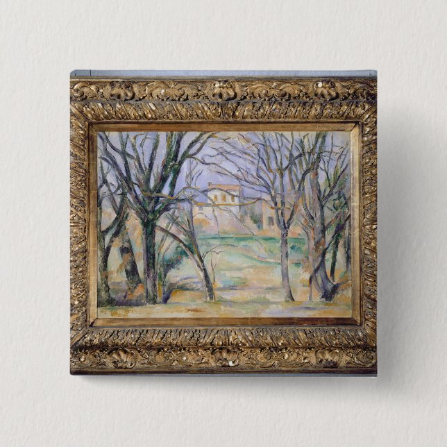 Bäume Pauls Cezanne | und Häuser, 1885-86 Button (Vorderseite)
