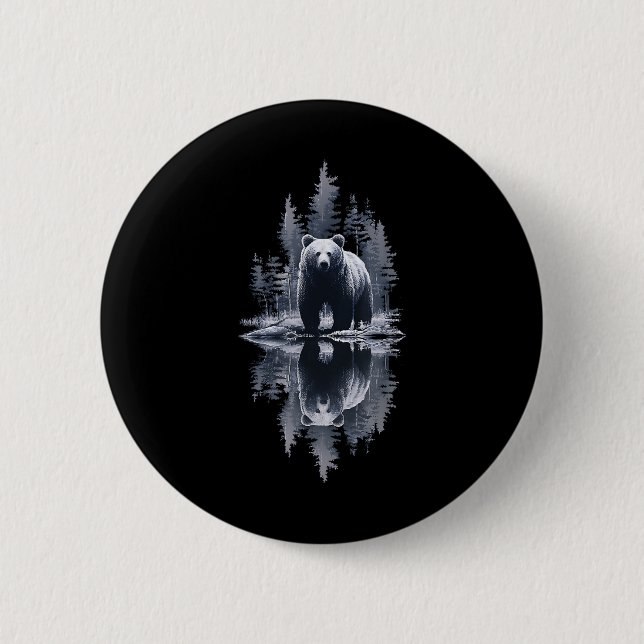 Bäume Reflection Wildlife Nature Bär Außenbereich Button (Vorderseite)