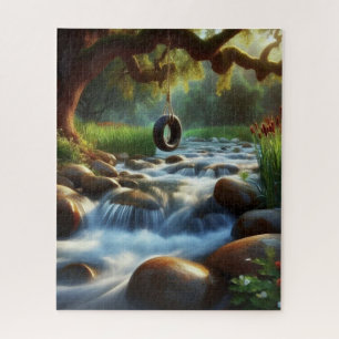 Bäume schwingen über Wasser Puzzle
