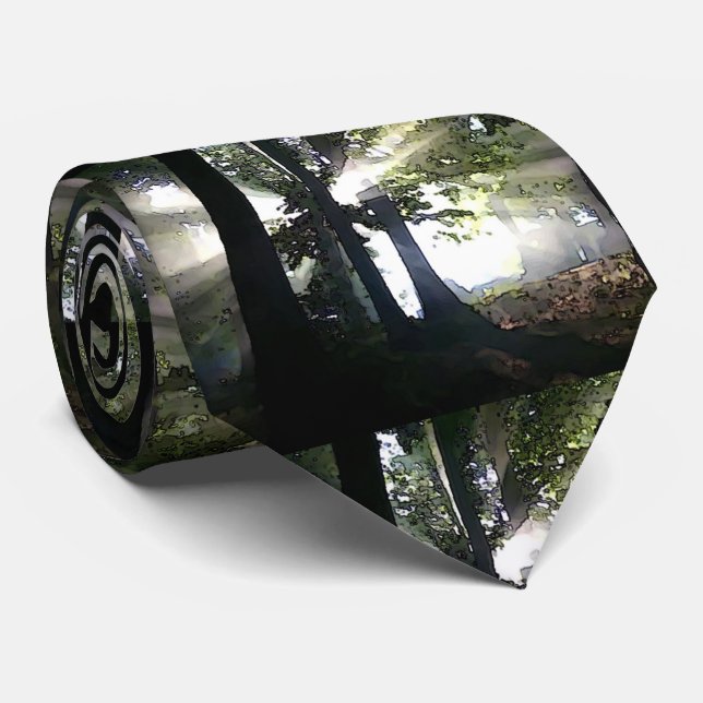 Bäume - Sonnenlicht durch Wälder Krawatte (Gerollt)