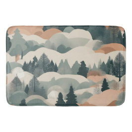 Bäume und Berge Boho Abstract Design Badematte