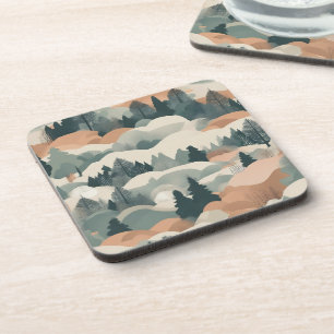 Bäume und Berge Boho Abstract Design Getränkeuntersetzer