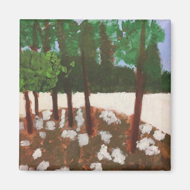 Bäume und Blume bemalt Magneten Magnet (Vorne)