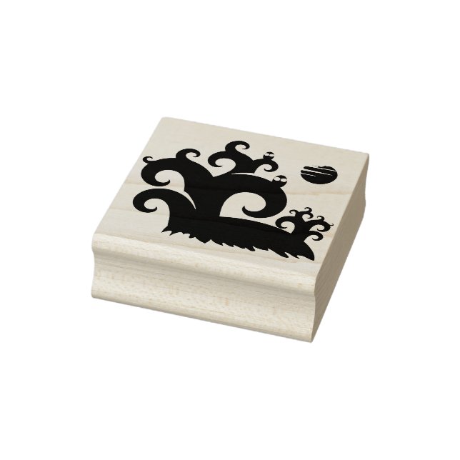 Bäume und die Silhouette des Mondes Kunst Briefmar Gummistempel (Stempel)