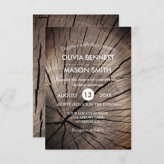 Bäume und Natur-Texturierte Hochzeitseinladung Einladung (Vorne/Hinten)