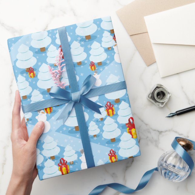 Bäume und Präsenzen Muster WeihnachtswrappingPaper Geschenkpapier (Schenken)