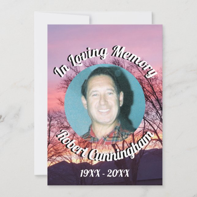 Bäume und rosa Lila Foto Einladung (Vorderseite)