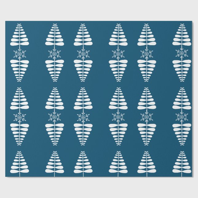 Bäume und Schneeflocken Geschenkpapier (Flach)