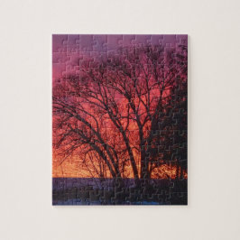 Bäume und Sonnenuntergang Puzzle