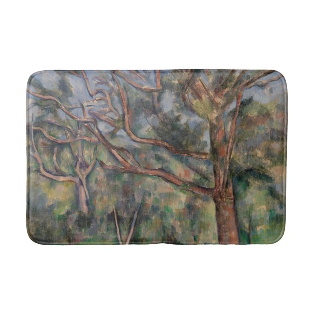 Bäume und Straße, postimpressionistische Landschaf Badematte (Vorderseite)