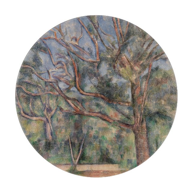 Bäume und Straße, postimpressionistische Landschaf Schneidebrett (Vorderseite)