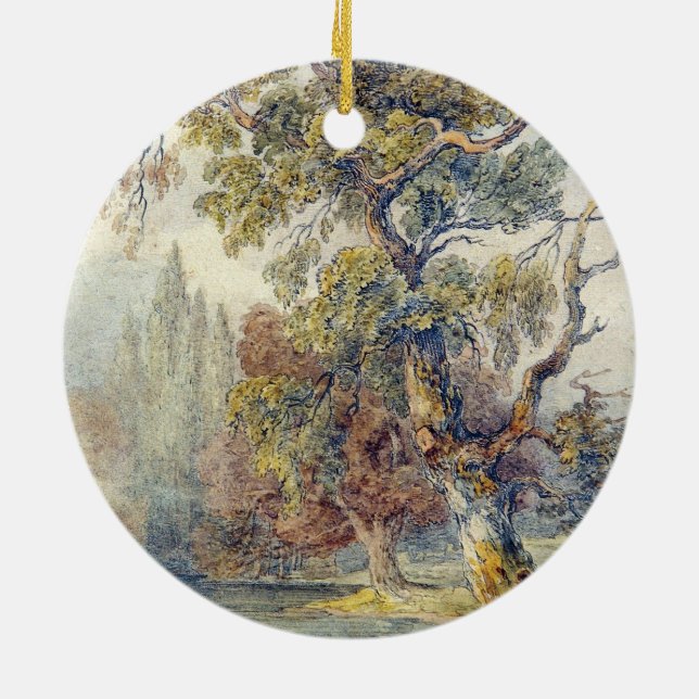 Bäume und Teich (von John Ruskin) Keramik Ornament (Hinten)