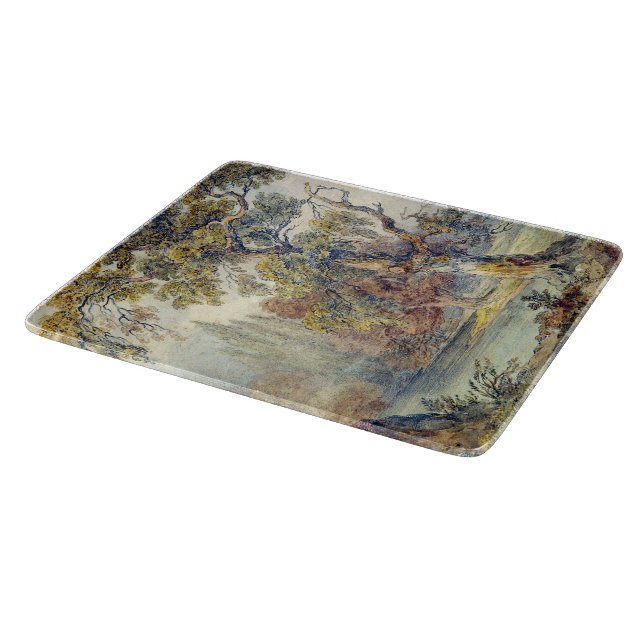 Bäume und Teich (von John Ruskin) Schneidebrett (Ecke)
