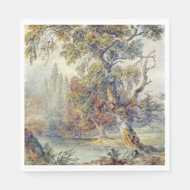 Bäume und Teich (von John Ruskin) Serviette (Vorderseite)