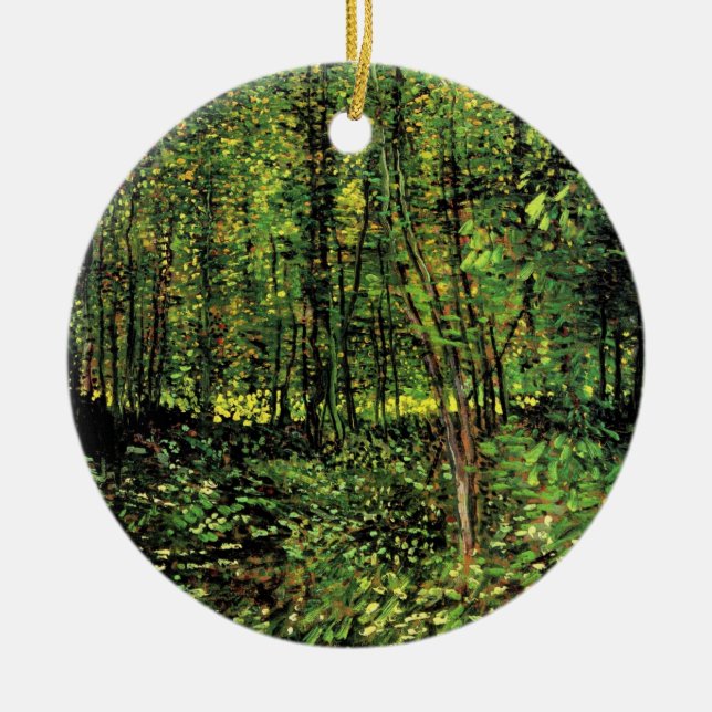 Bäume und Unterwuchs von Vincent van Gogh Keramik Ornament (Vorne)