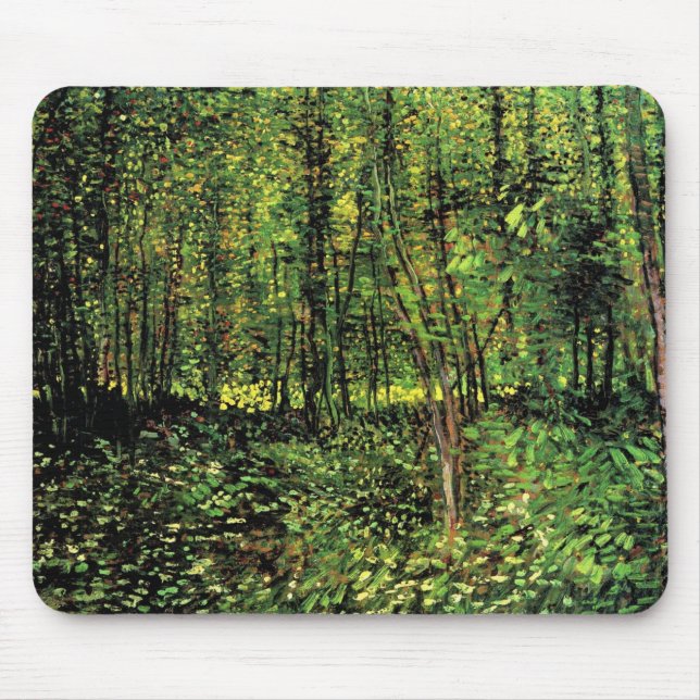Bäume und Unterwuchs von Vincent van Gogh Mousepad (Vorne)