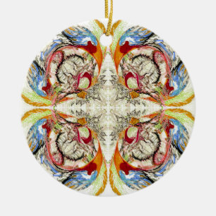 Bäume und Vogelfantasie Keramik Ornament