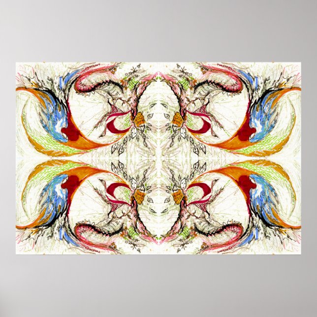 Bäume und Vogelfantasie Poster (Vorne)