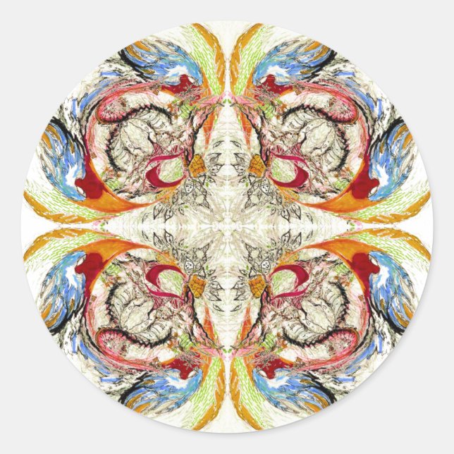 Bäume und Vogelfantasie Runder Aufkleber (Vorderseite)