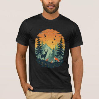 Bäume Wildtiere Natur Vintage Wald T-Shirt