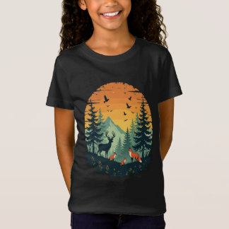 Bäume Wildtiere Natur Vintage Wald T-Shirt