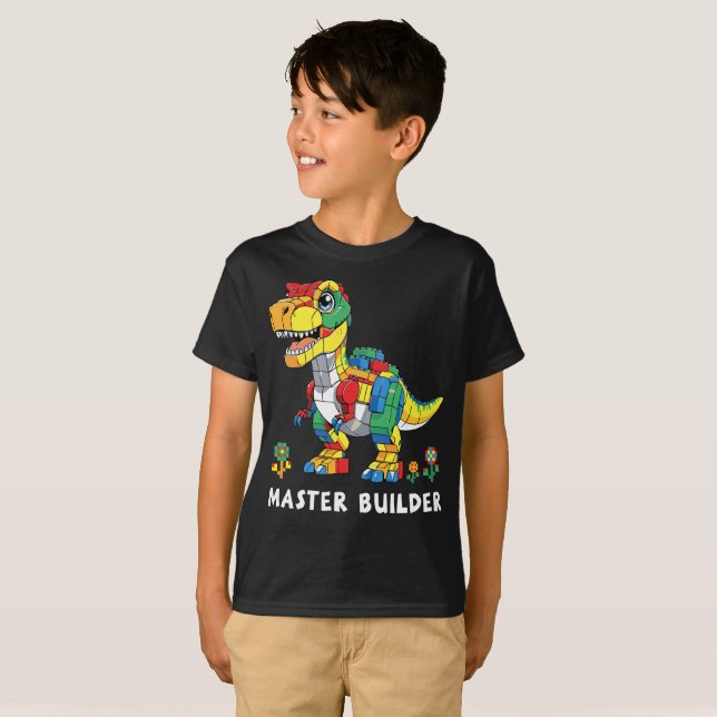 Baumeister-Baustein-Dinosaurier T-Shirt (Vorne ganz)