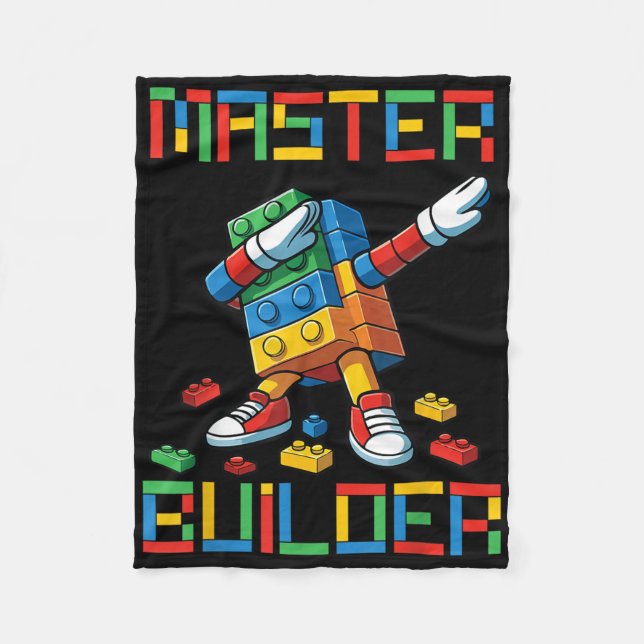 Baumeister-Tee-Dabbing-Blöcke-Bricks-Gebäude  Fleecedecke (Vorderseite)