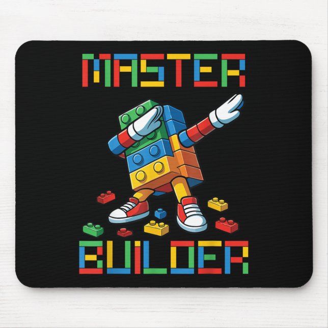 Baumeister-Tee-Dabbing-Blöcke-Bricks-Gebäude  Mousepad (Vorne)