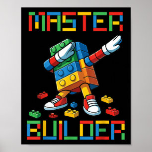 Baumeister-Tee Dabbing-Blöcke Ziegel Bauen Poster