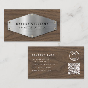 Baumetall QR-Code Metallisch Silber Holz Visitenkarte