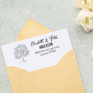 Baumfamilie Rücksendeadresse Gummistempel