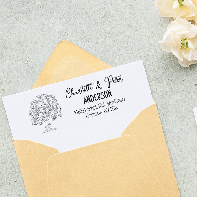 Baumfamilie Rücksendeadresse Gummistempel (Von Creator hochgeladen)