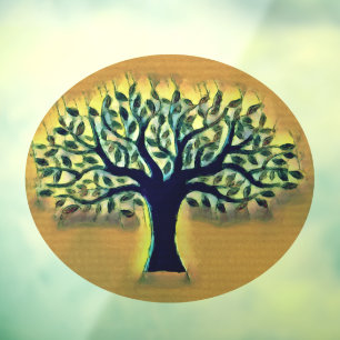 Baumflächen Gelbe Landschaft Aquarell Fensteraufkleber