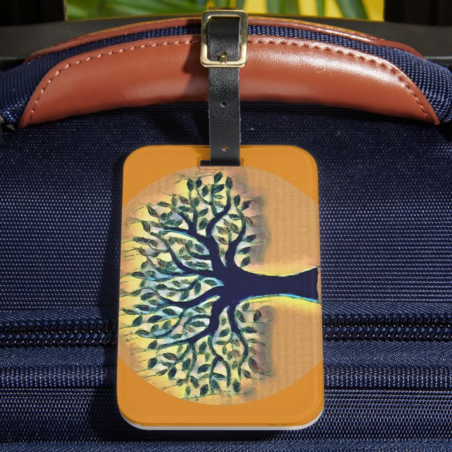 Baumflächen Gelbe Landschaft Aquarell Gepäckanhänger (Vorderseite Insitu 2)