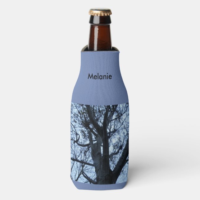 Baumfotografie Silhouette Custom Bottle Cooler Flaschenkühler (Flaschenvorderseite)