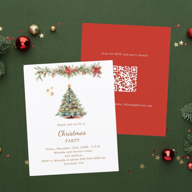 Baumgarland Rote QR Weihnachtszeit Party Einladung (Von Creator hochgeladen)