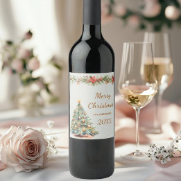 Baumgarten Rote Blumen Sahne Weihnachtscreme Party Weinetikett