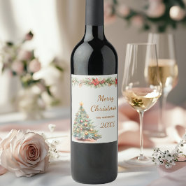 Baumgarten Rote Blumen Sahne Weihnachtscreme Party Weinetikett