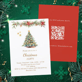 Baumgarten Rote Florale QR Code Weihnachtsgebäck P Einladung