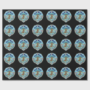 Baumhaus unter Mond-Fantasie magische Illustration Geschenkpapier