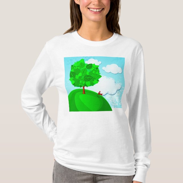 Baumhintergrund, T - Shirt (Vorderseite)
