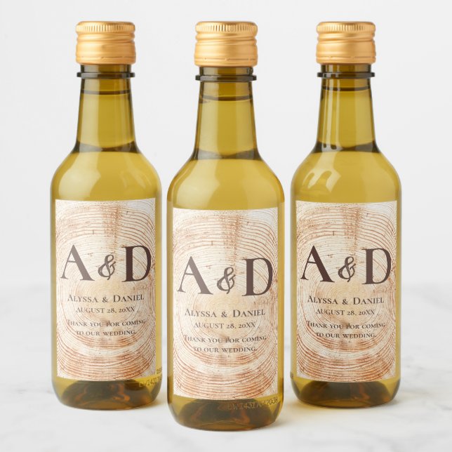 Baumholzbarke Personalisiert Rustikale Hochzeit Weinetikett (Flaschen)