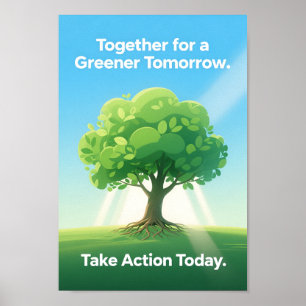 Baumillustration für Umweltbewusstsein Grüne Erde Poster
