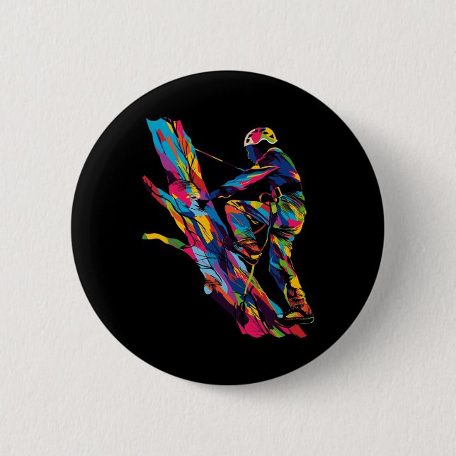 Baumkletterer Arborist Popart - Uni-Erwachsene, Ku Button (Vorderseite)