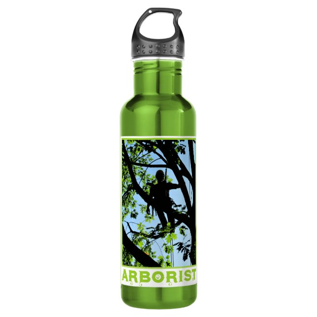 Baumklimatische Silhouette:Arborist Edelstahlflasche (Vorderseite)