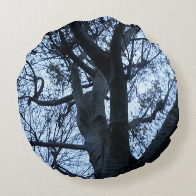 Baumkronen-Silhouette Rundes Kissen (Rückseite)