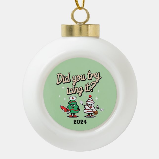 Baumkurrennen haben Sie versucht, es zu imitieren Keramik Kugel-Ornament (Vorderseite)
